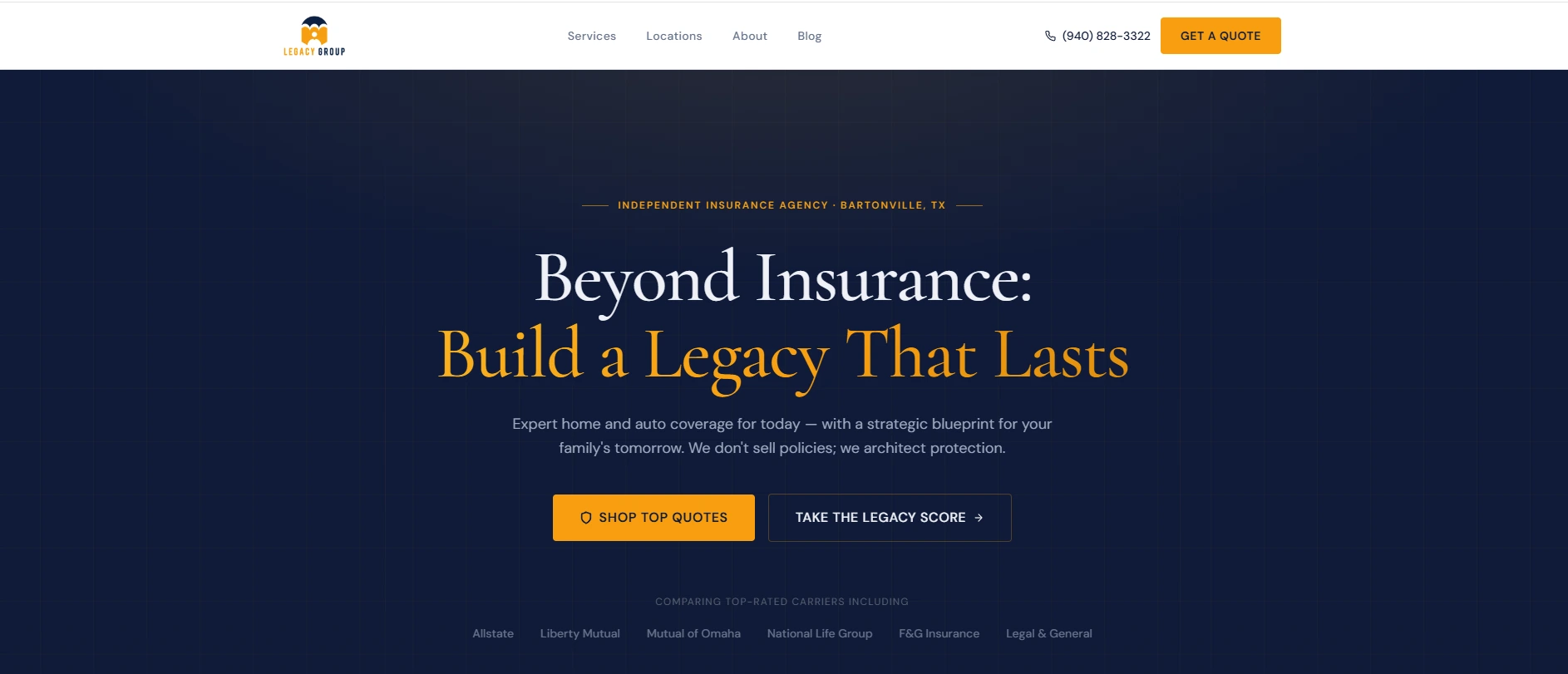 Legacy Group Agency website screenshot